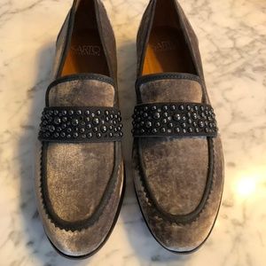 Franco Sarto Johanna Loafer NEW Sage Olive Green leather Low heel Studded 9.5